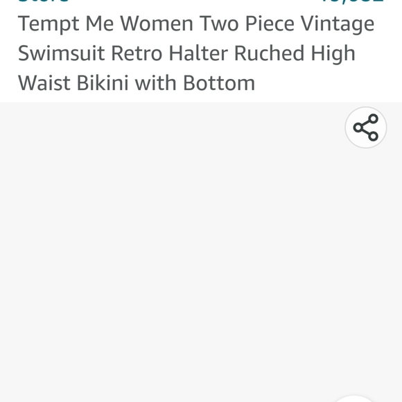 Two Piece Vintage Swimsuit Retro Halter Ruched High Waist Bikini with Bottom - Picture 2 of 11